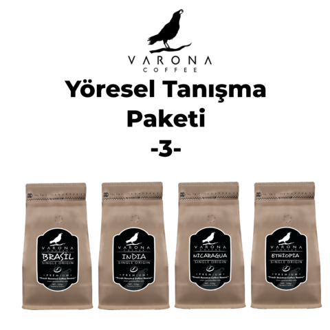 Varona Coffee Yöresel Tanışma Paketi 3 Colombia Uganda Rwanda Peru